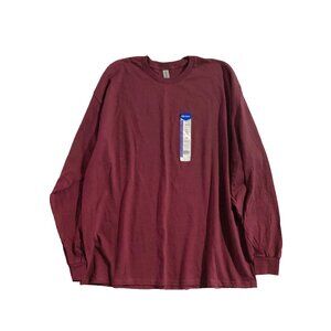 NWOT Gildan T-Shirt Mens Size 2XL Maroon Ultra Cotton Crewneck Long Sleeve